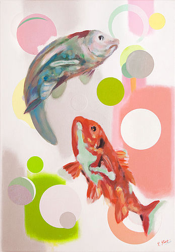 2 Kois<br>mit Rahmen ca. 54 x 75 cm